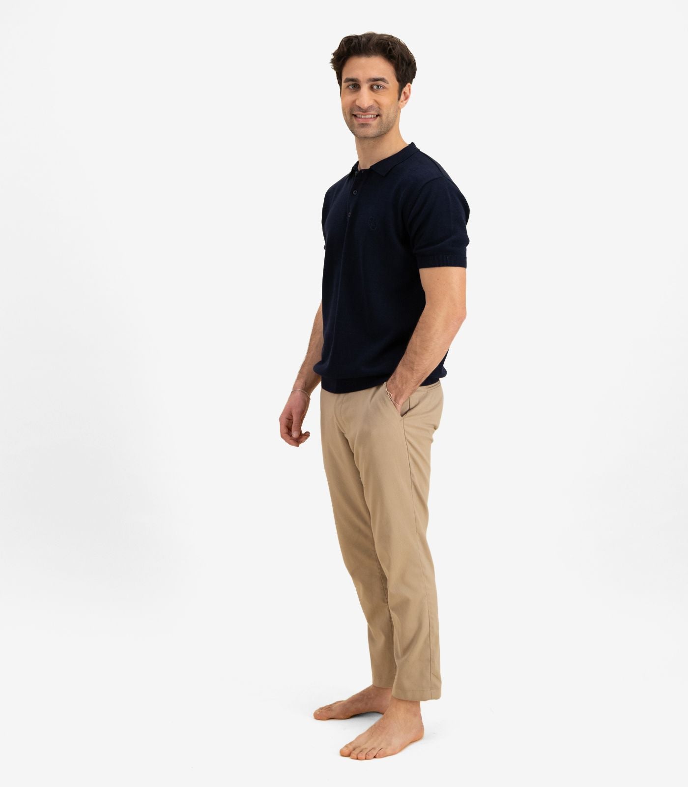 Bhumi Organic Cotton - Fine Knit Polo Shirt - Navy