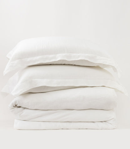 Bhumi Organic Cotton - Linen Plain Duvet Cover Set - White