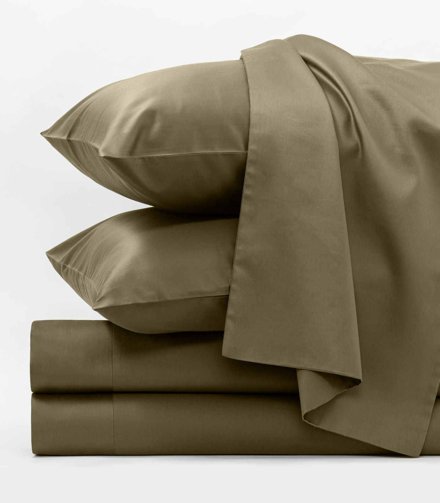 Bhumi Organic Cotton - Sateen Sheet Set - Made To Order - Martini Olive