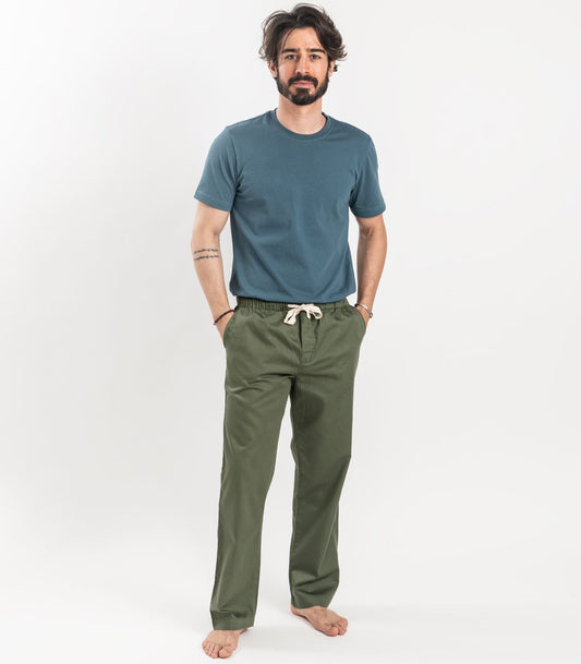 Bhumi Organic Cotton - Men's Sateen PJ Pant - Bronze Green