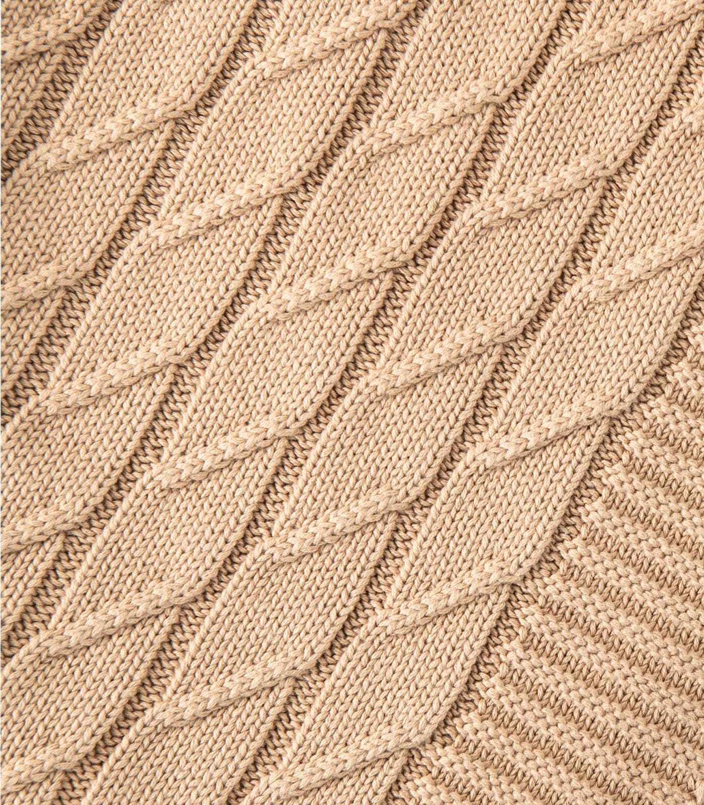 Bhumi Organic Cotton - Diamond Braid Knit Throw - Golden Sand