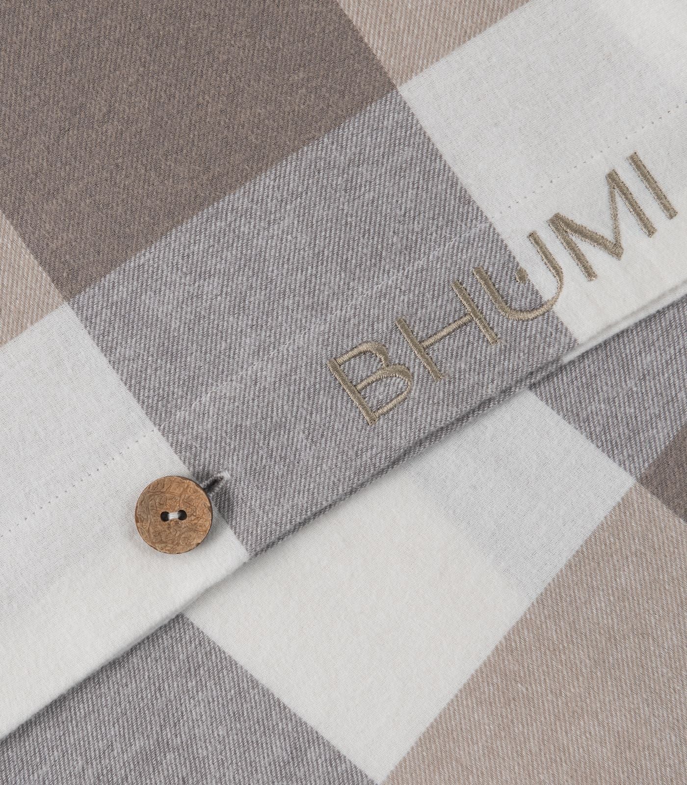 Bhumi Organic Cotton- Flannelette Duvet Cover Set - Check - Golden Taupe Check