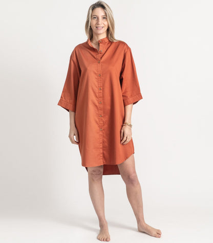 Bhumi Organic Cotton - Sateen Night Shirt - Rust