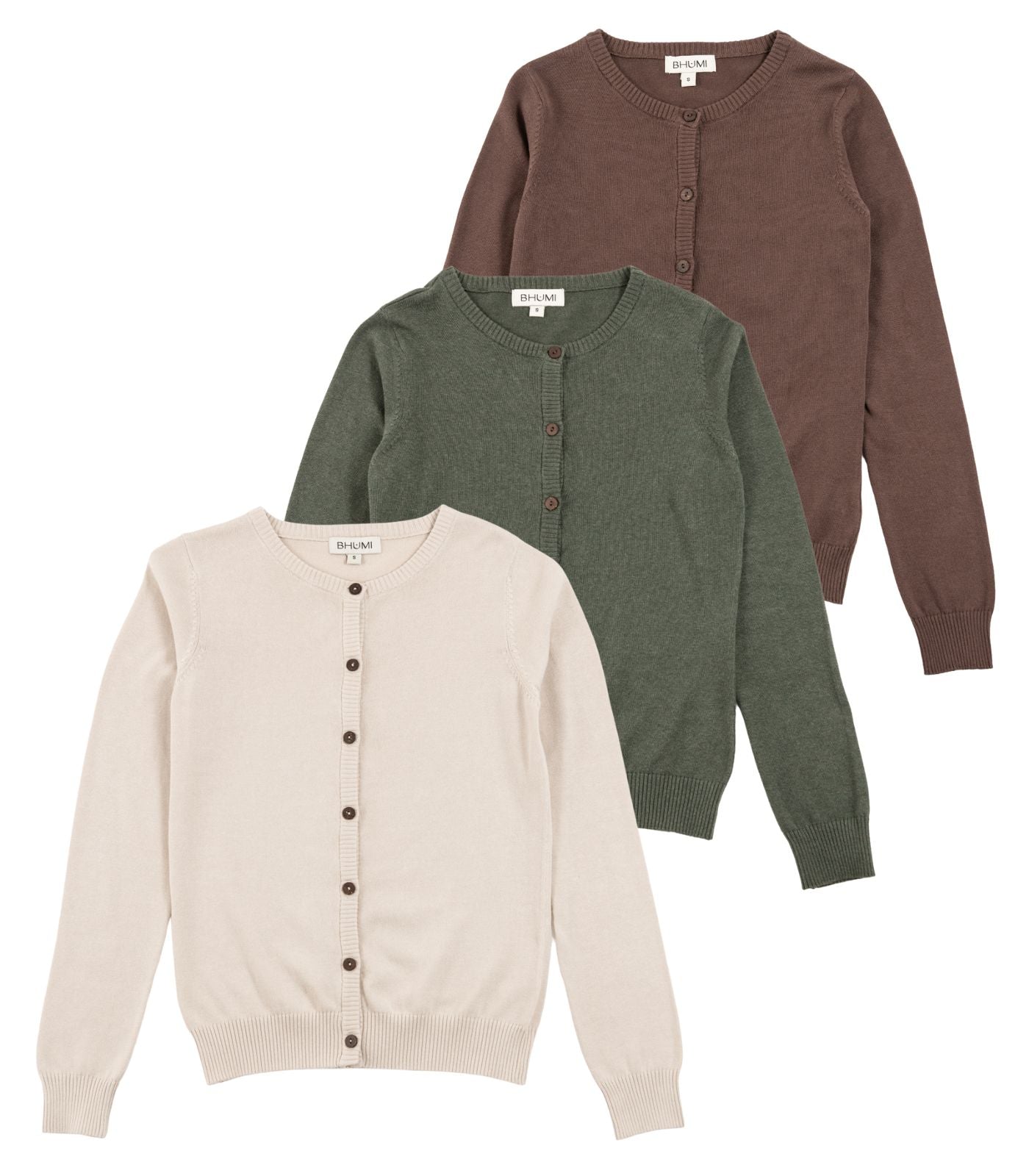 Bhumi Organic Cotton - Fine Knit Cardigan (3 pack)