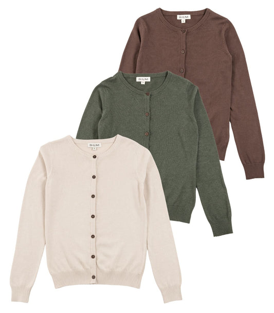 Bhumi Organic Cotton - Fine Knit Cardigan (3 pack)