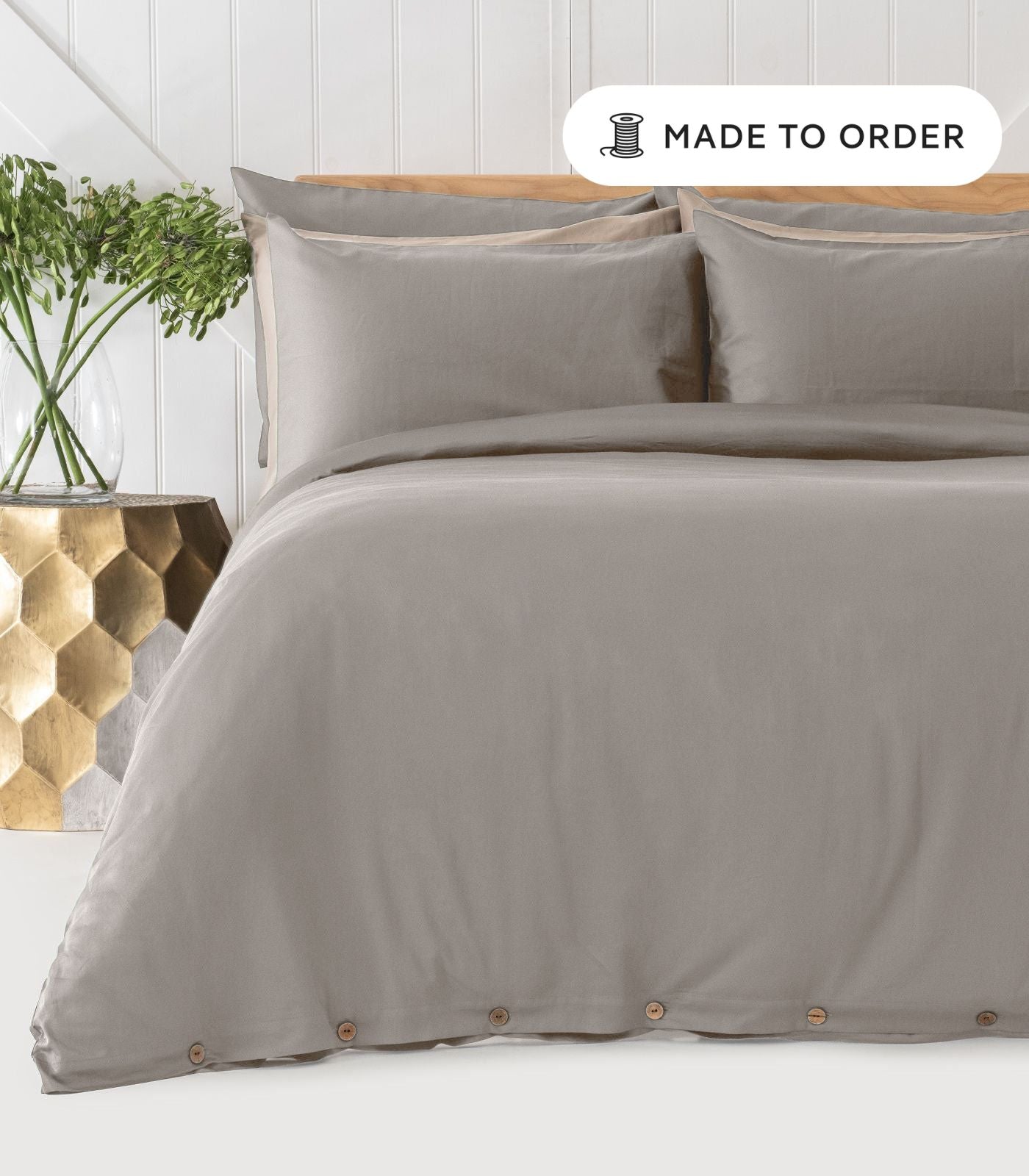 Bhumi Organic Cotton - Sateen Plain Quilt Cover - Stone