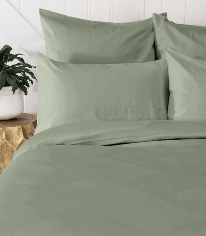 Bhumi Organic Cotton - Sateen Plain Duvet Cover - Sage