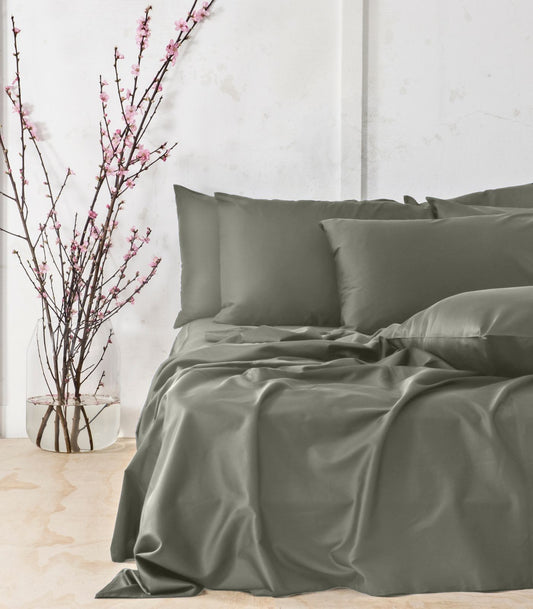 Bhumi Organic Cotton - Sateen Sheet Set - Made To Order - Eucalyptus