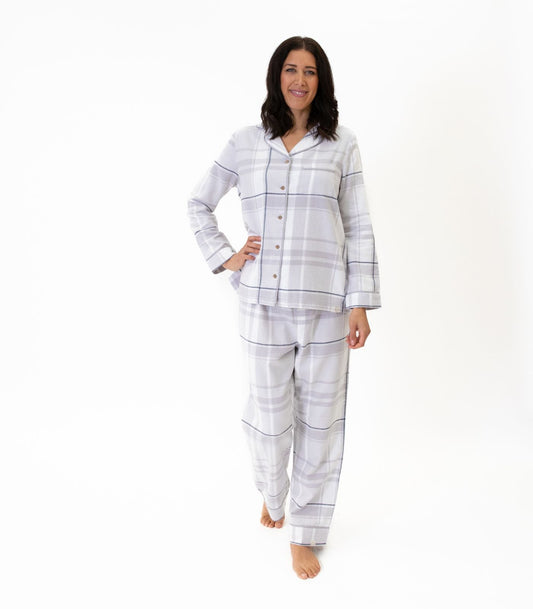 Bhumi Organic Cotton - Flannelette Long PJ Set - Storm Grey Plaid