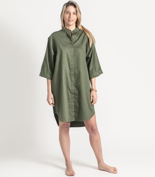 Bhumi Organic Cotton - Sateen Night Shirt - Bronze Green