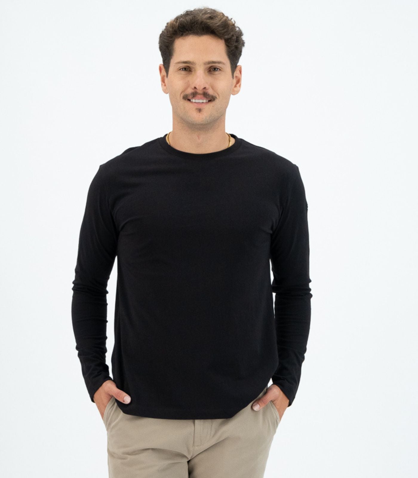Bhumi Organic Cotton - Men’s Basic Long Sleeve Top (3 Pack) - Black