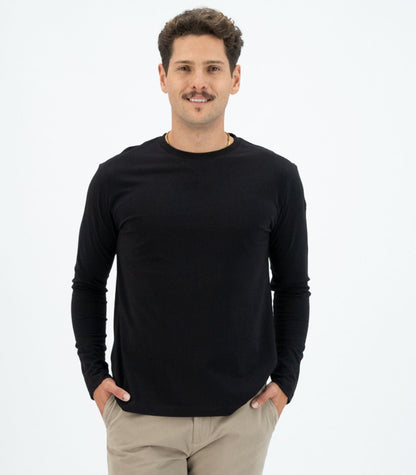 Bhumi Organic Cotton - Men’s Basic Long Sleeve Top (3 Pack) - Black