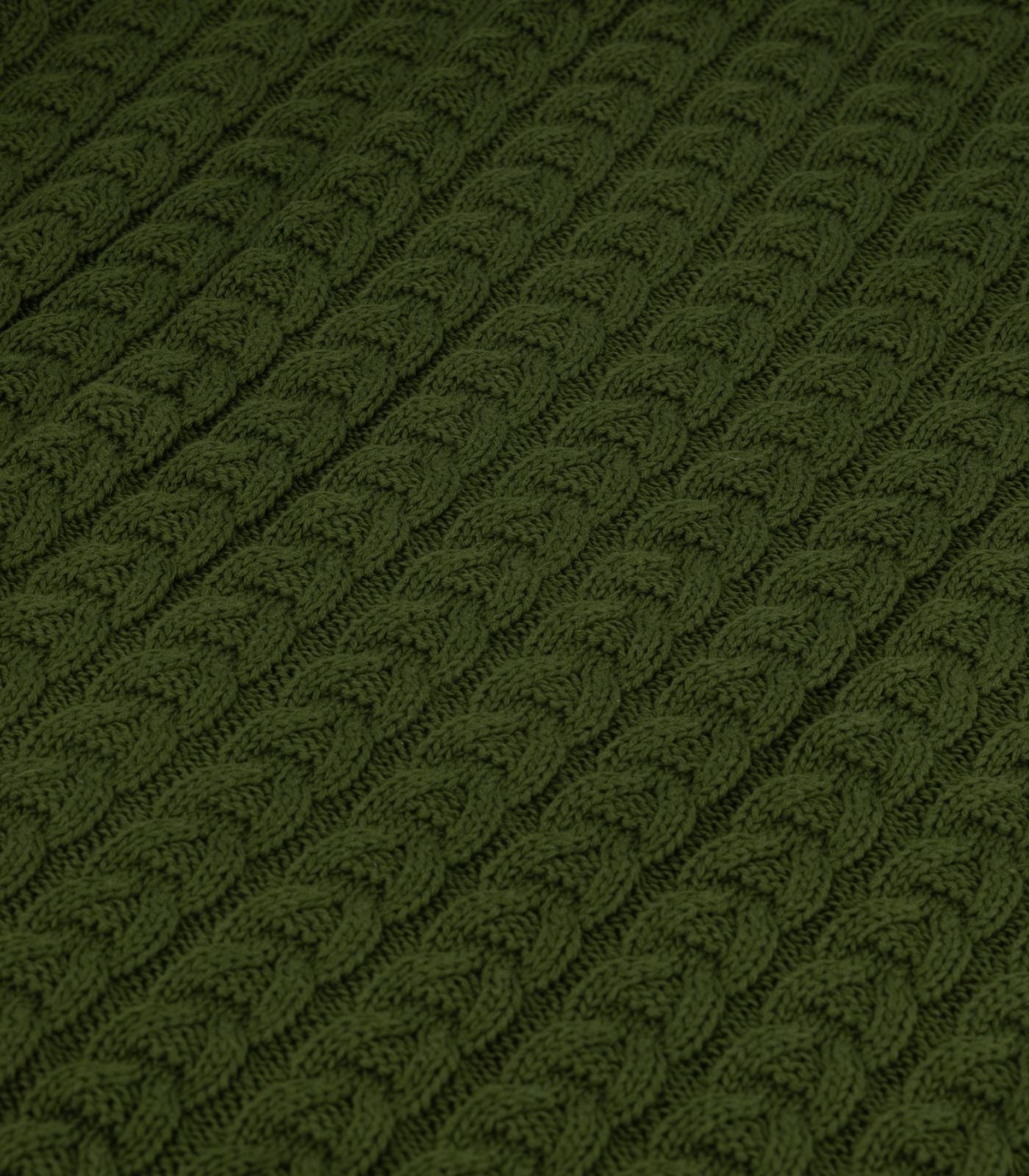 Bhumi Organic Cotton - Braided Cable Knit Throw - Chive