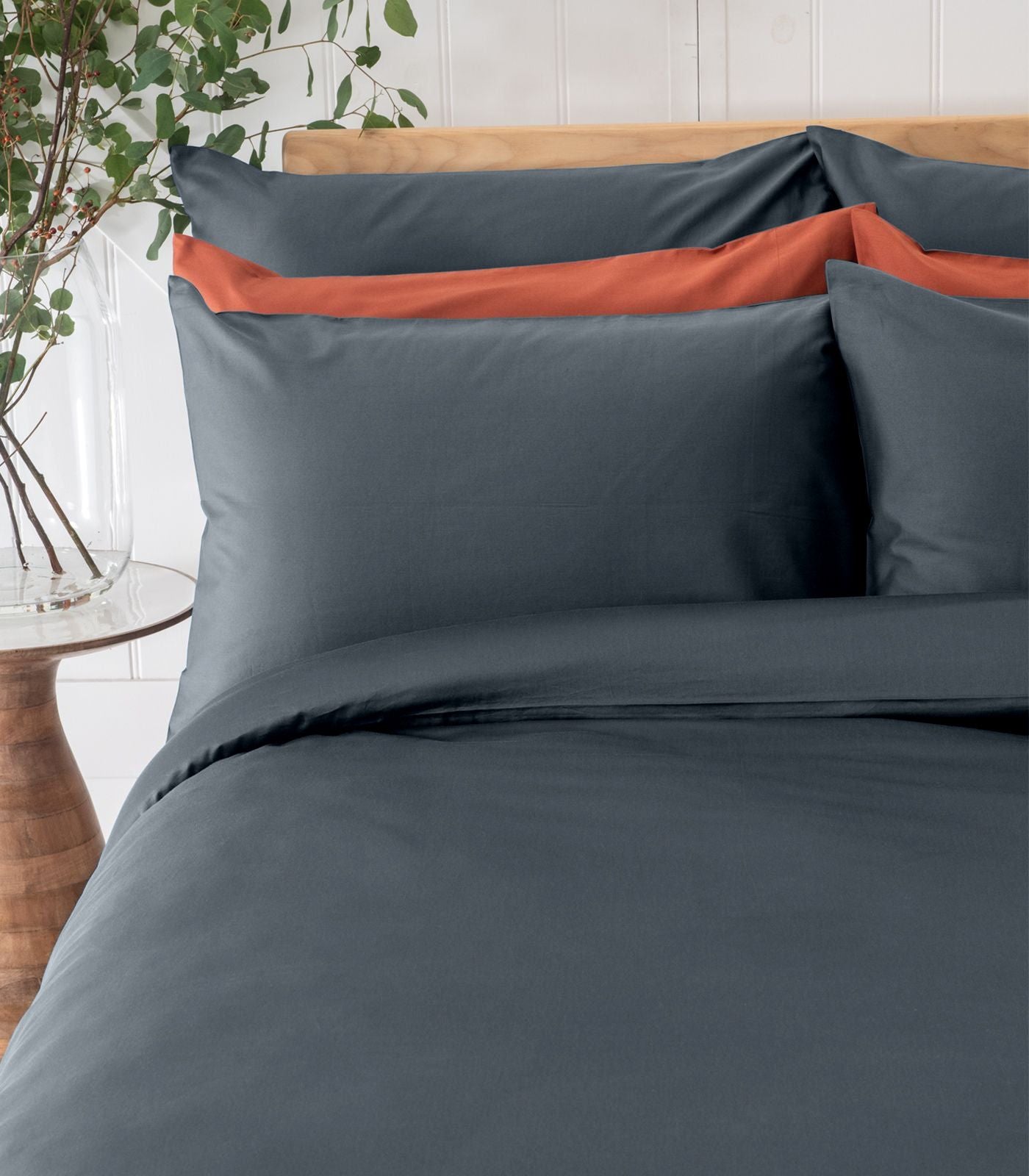 Bhumi Organic Cotton - Sateen Plain Duvet Cover - Orion Blue