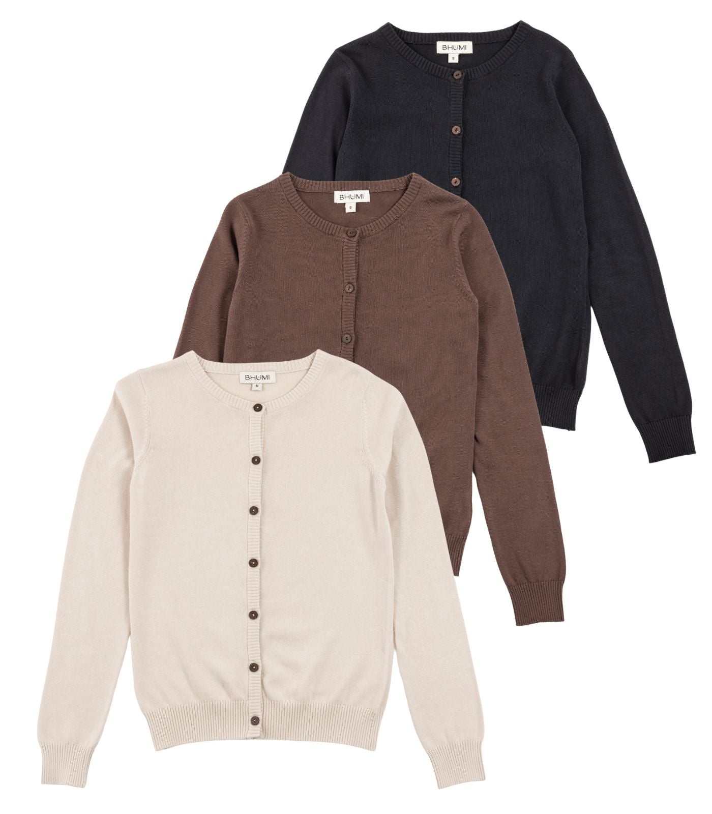 Bhumi Organic Cotton - Fine Knit Cardigan (3 pack)