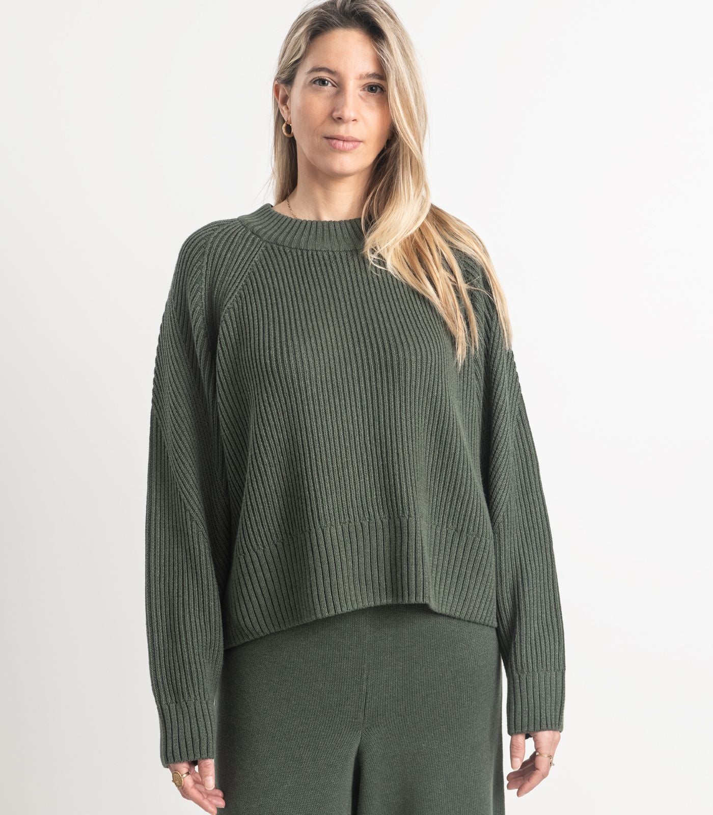 Bhumi Organic Cotton - Rib Knit Jumper - Olive