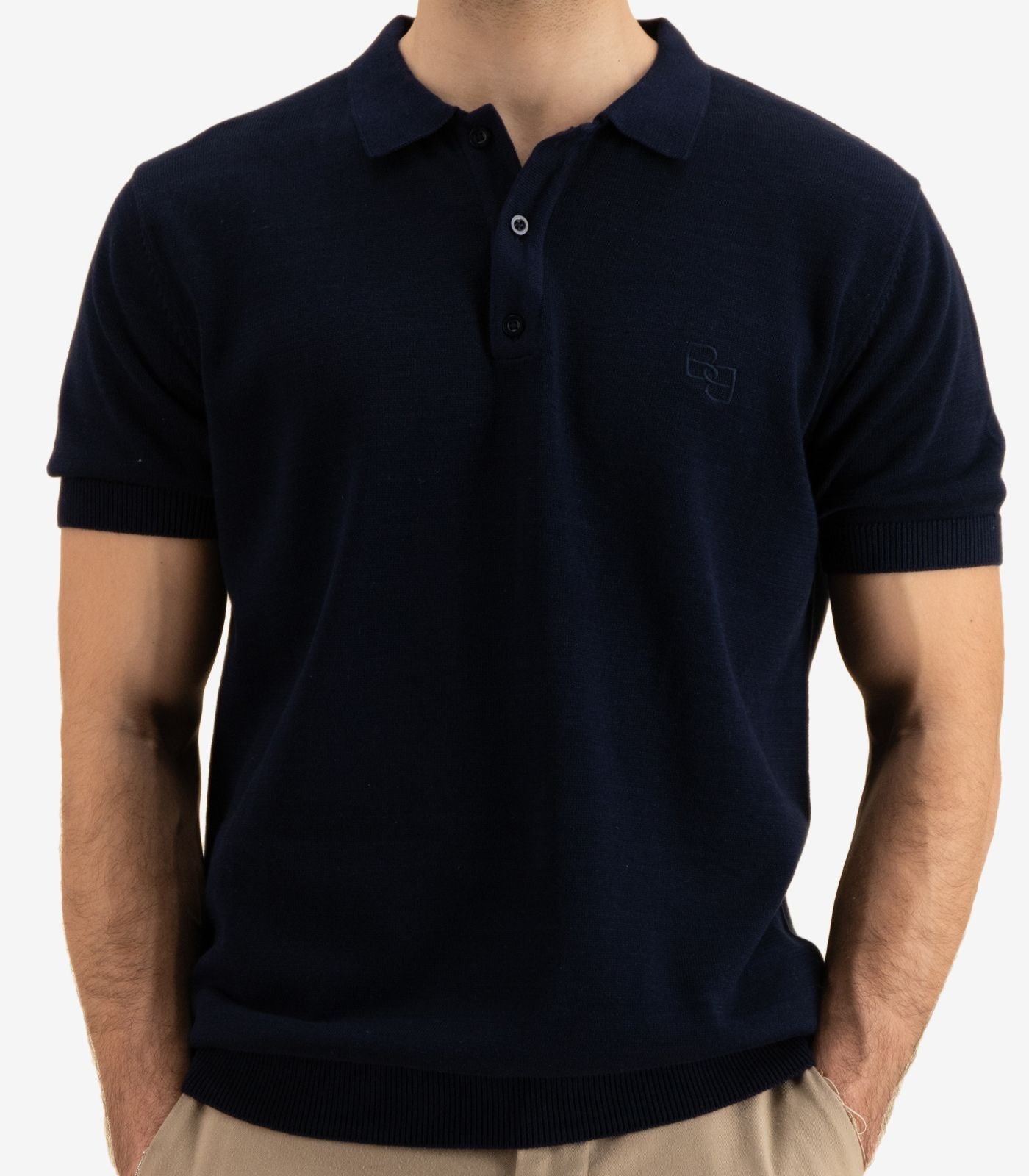 Bhumi Organic Cotton - Fine Knit Polo Shirt - Navy