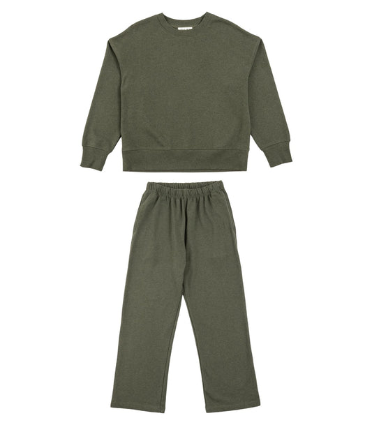 Bhumi Organic Cotton - Sweatshirt and Wide Leg Pant - Fleece Pack - Green Melange