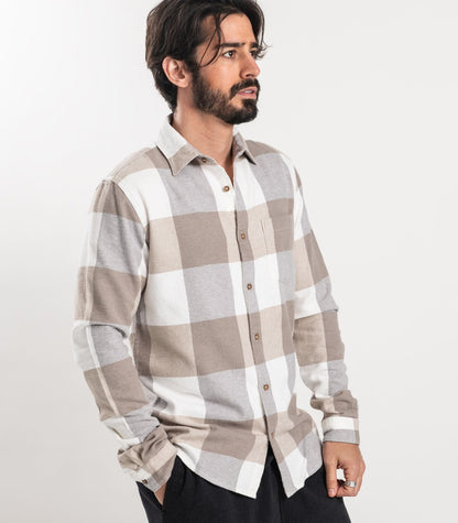 Bhumi Organic Cotton - Flannelette Shirt - Golden Taupe Check