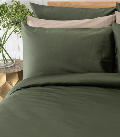 Sateen Plain Duvet Cover - Bronze Green
