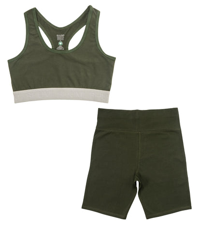 Bhumi Organic Cotton - Bike Short & Crop Top - Kombu Green