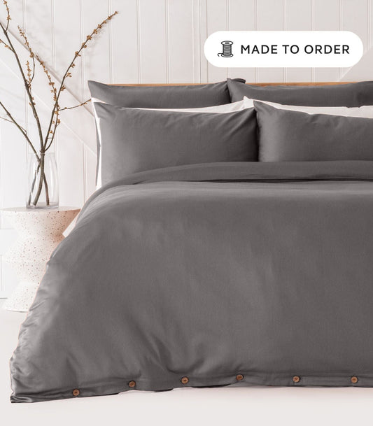 Bhumi Organic Cotton - Sateen Plain Quilt Cover - Silver Grey