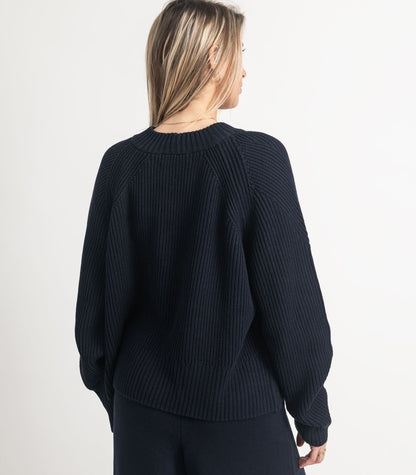 Bhumi Organic Cotton - Rib Knit Jumper - Navy