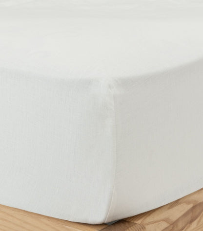 Bhumi Organic Cotton - Linen Fitted Sheet - White