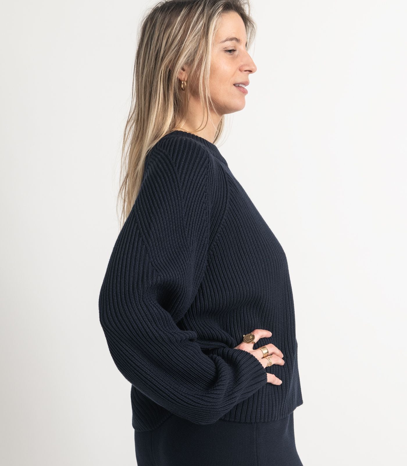 Bhumi Organic Cotton - Rib Knit Jumper - Navy