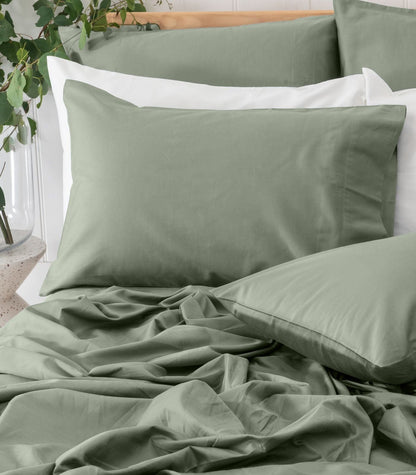 Bhumi Organic Cotton - Sateen Sheet Set - Made To Order - Sage