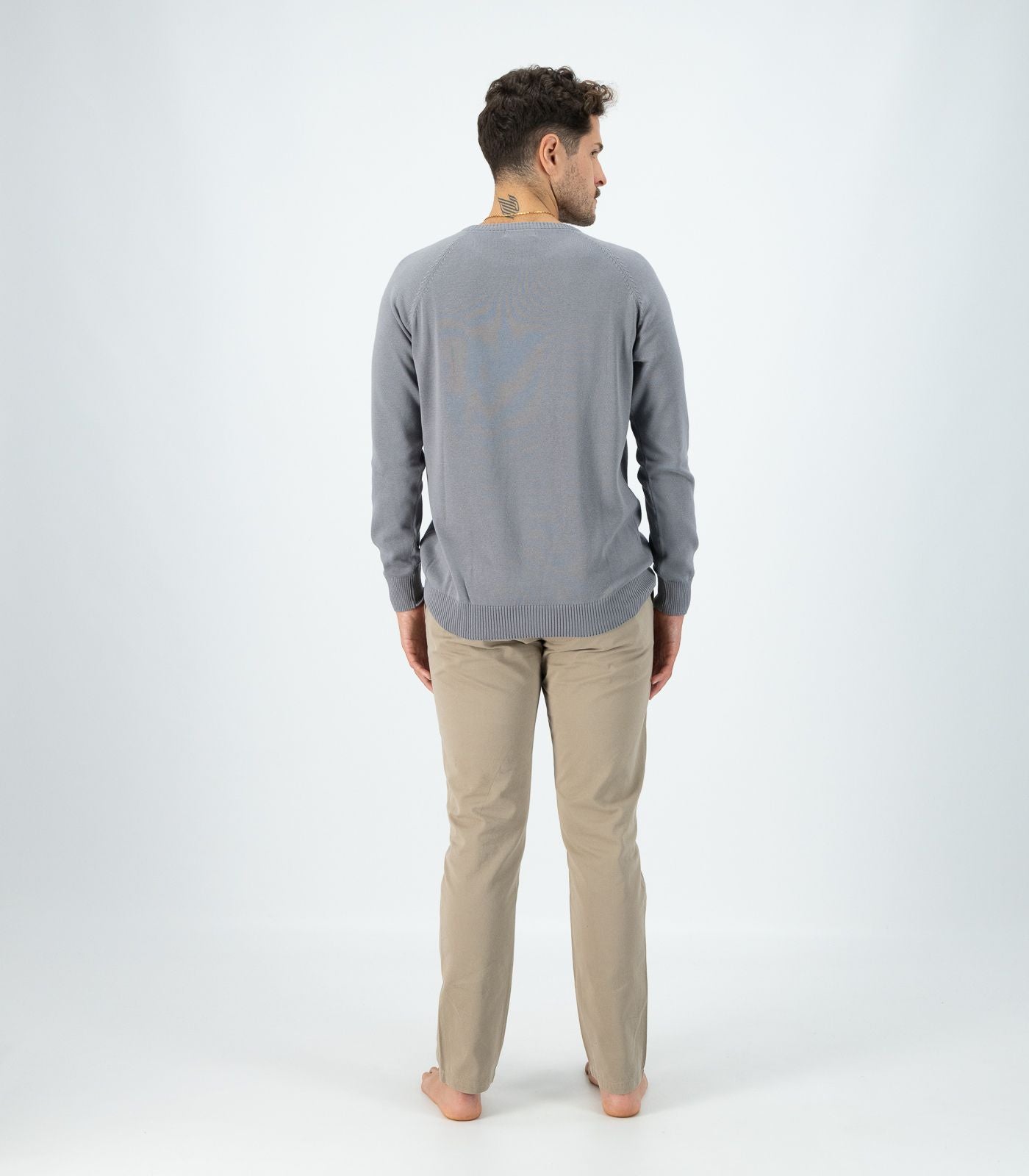 Bhumi Organic Cotton - Fine Knit Round Neck Sweater - Titanium