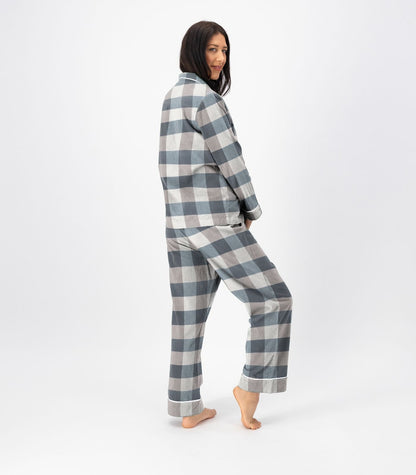 Bhumi Organic Cotton - Flannelette Long PJ Set - Check - Powder Blue Check