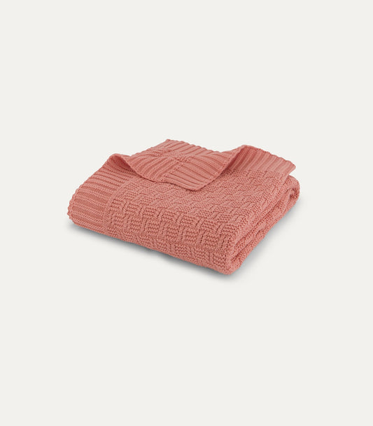 Bhumi Organic Cotton - Baby Basket Weave Knit Throw - Coral