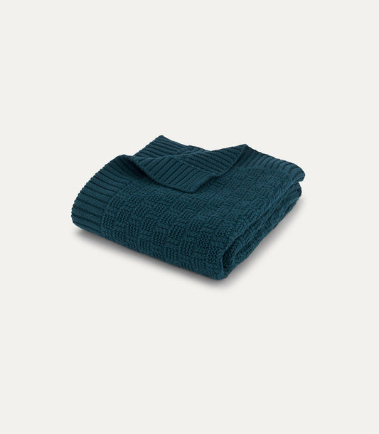 Bhumi Organic Cotton - Baby Braided Cable Knit Throw - Peacock Green