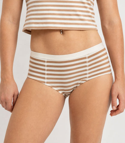 Bhumi Organic Cotton - Boy Short (2 Pack) - Tan Stripe