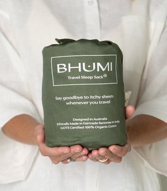 Bhumi Organic Cotton - Travel Sleep Sack - Bronze Green