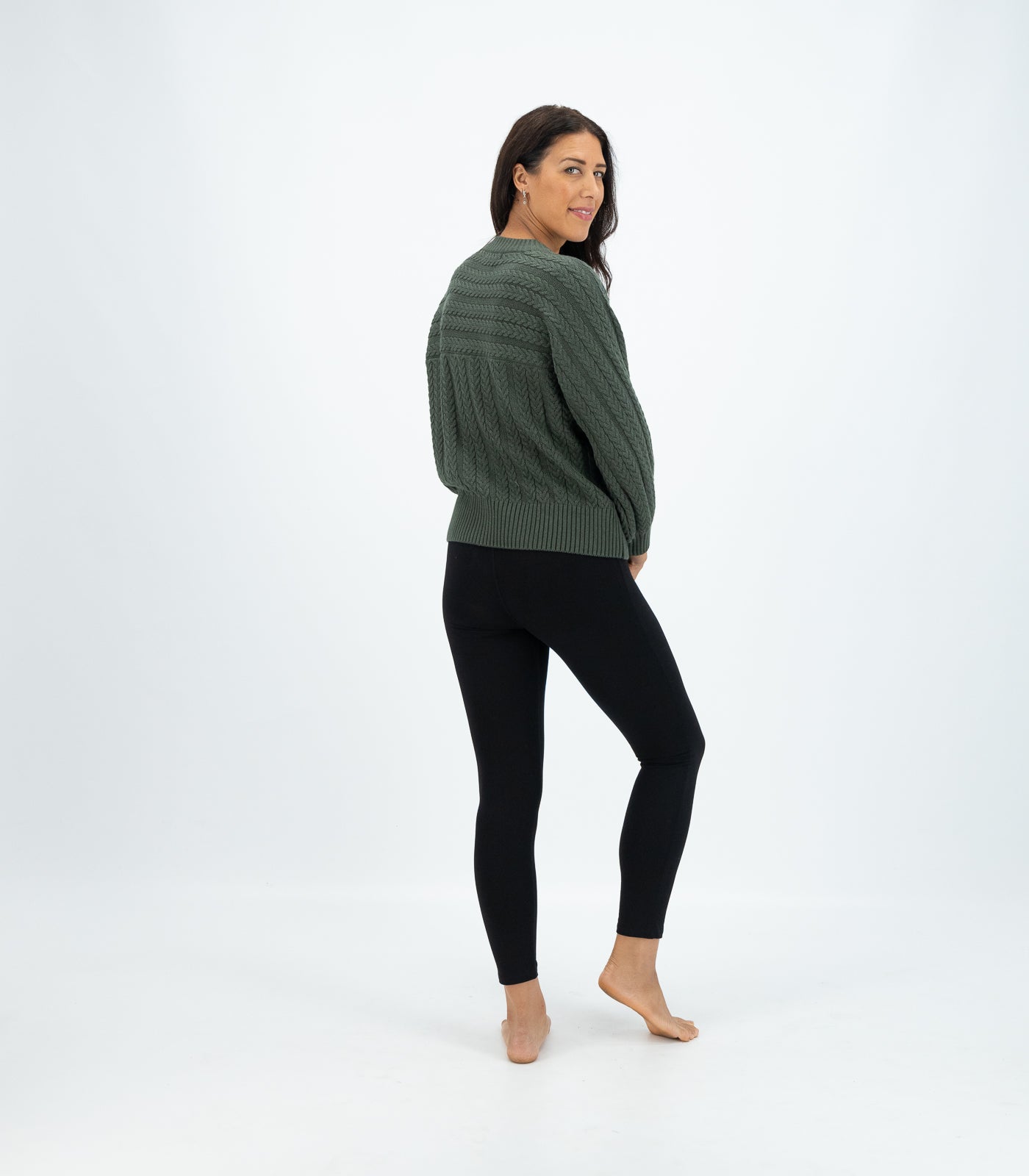 Bhumi Organic Cotton - Cable Knit Jumper - Olive