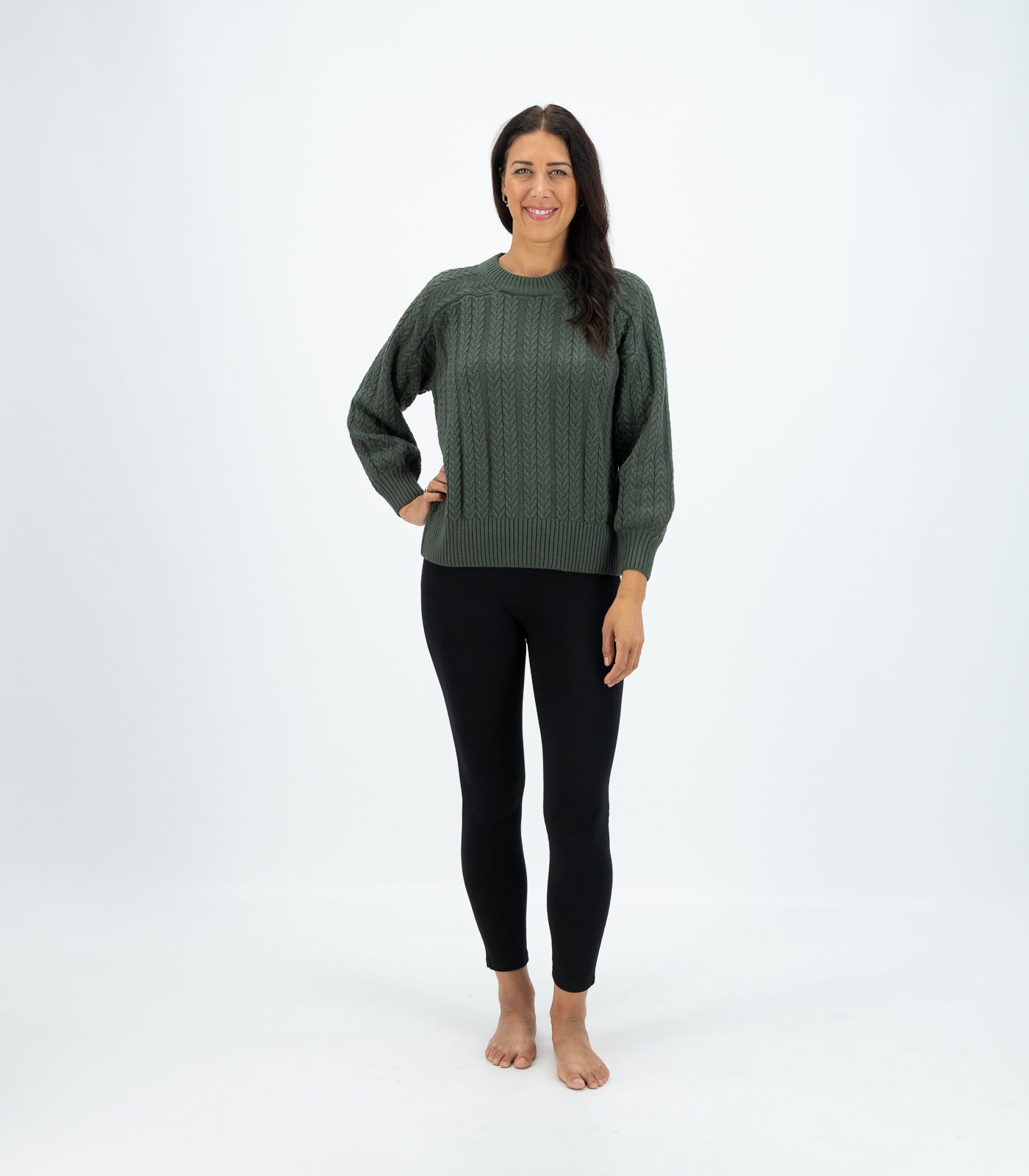 Bhumi Organic Cotton - Cable Knit Jumper - Olive