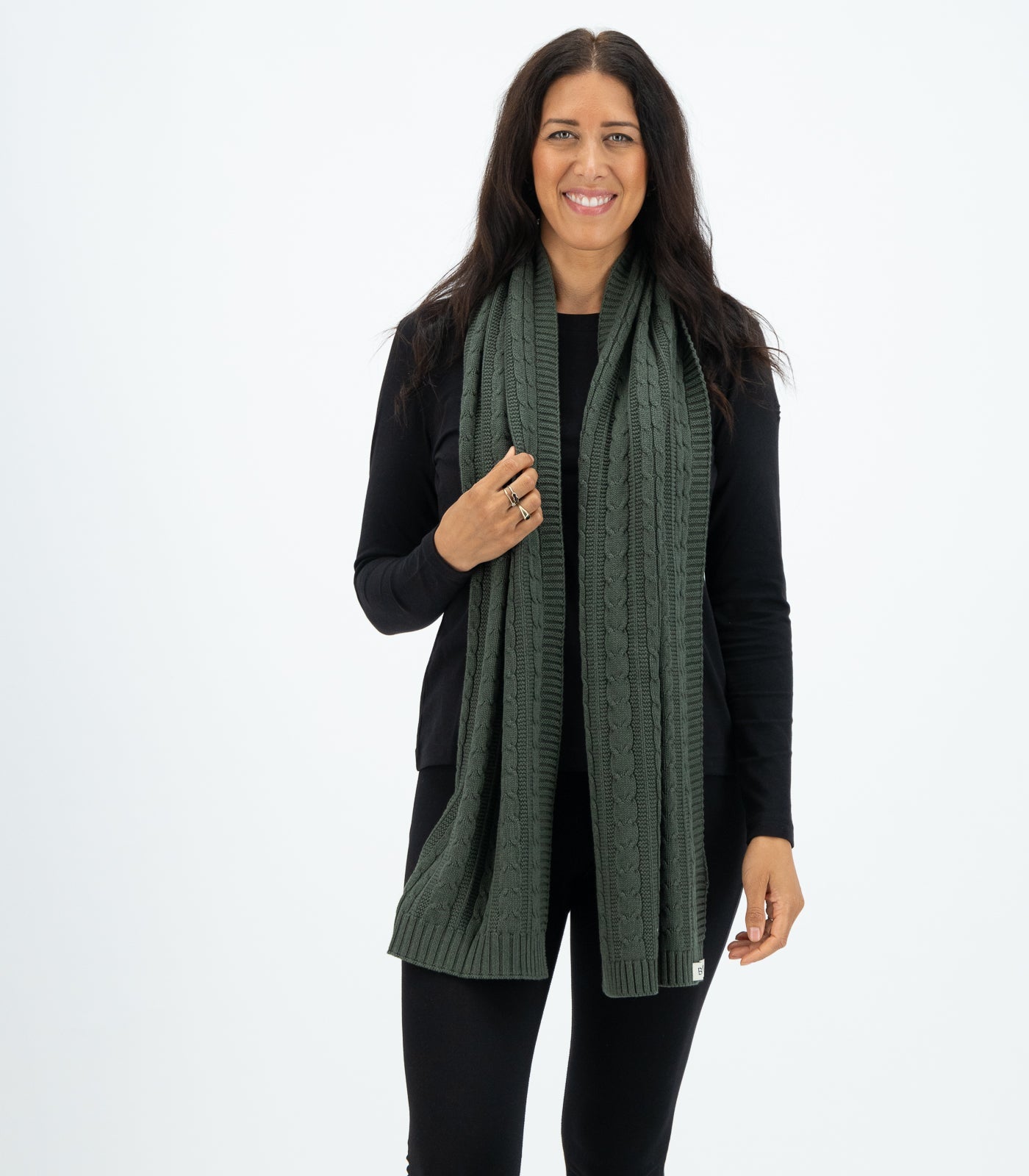 Bhumi Organic Cotton - Cable Knit Scarf - Olive