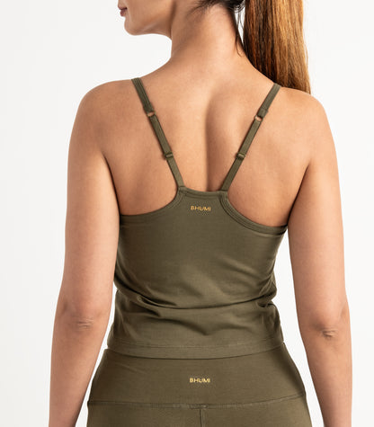 Bhumi Organic Cotton - Cropped Bra Top - Dark Olive