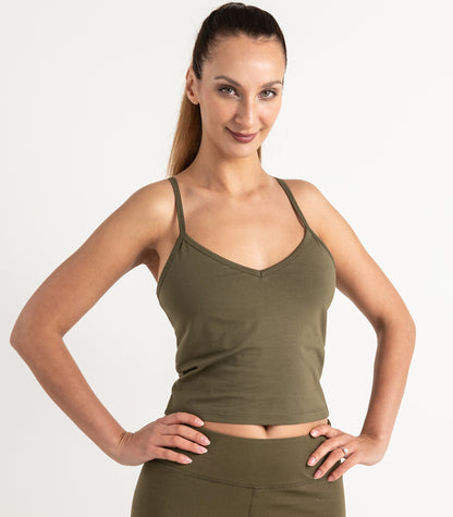 Bhumi Organic Cotton - Cropped Bra Top - Dark Olive