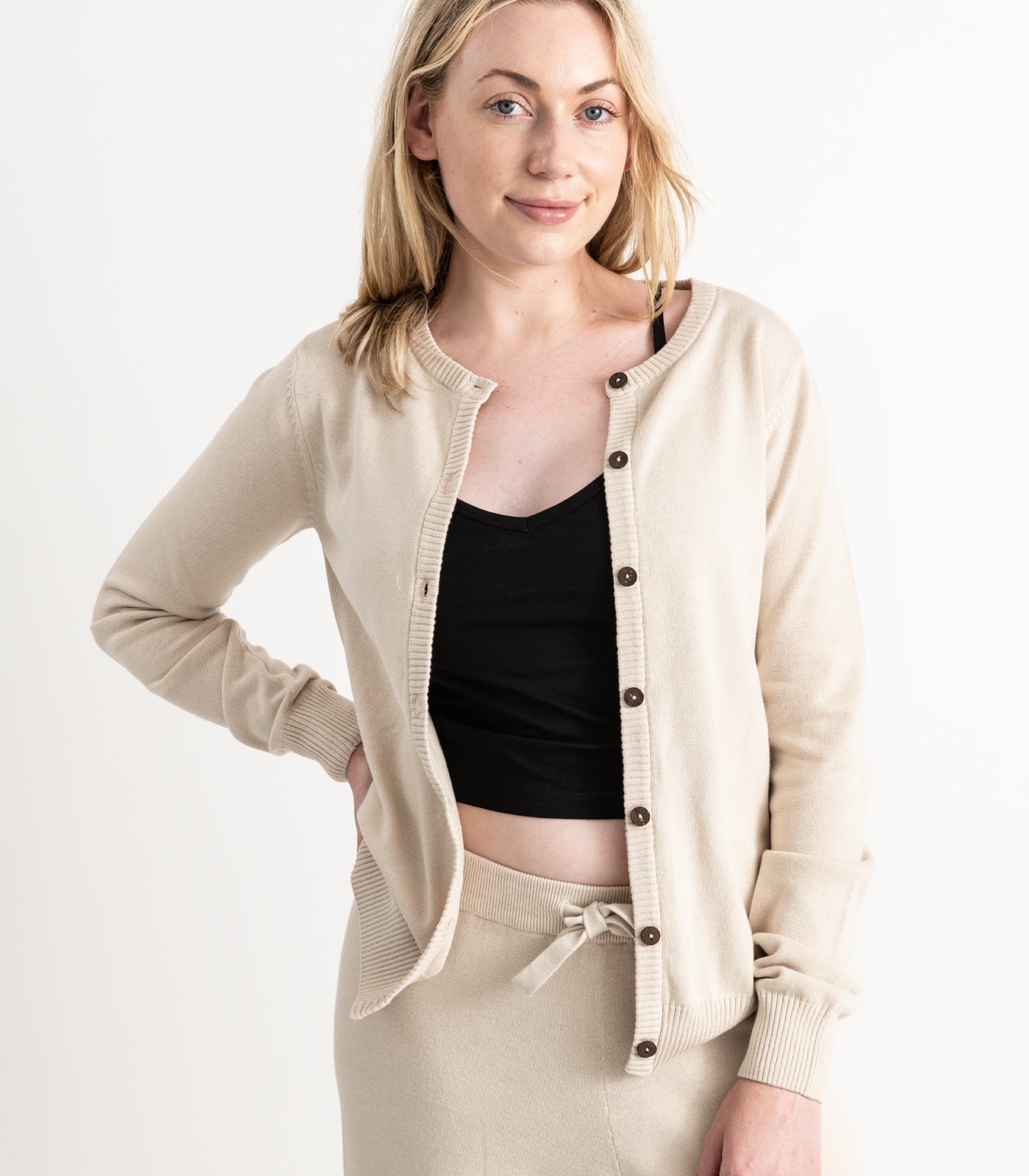 Bhumi Organic Cotton - Fine Knit Cardigan (3 pack) - Oatmeal