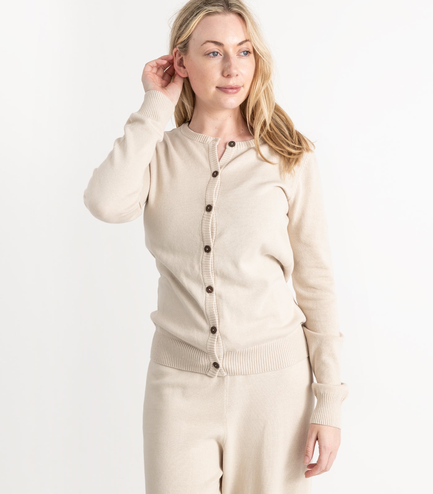 Bhumi Organic Cotton - Fine Knit Cardigan (3 pack) - Oatmeal