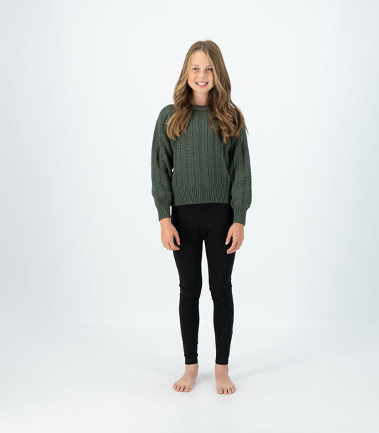 Bhumi Organic Cotton - Kids Cable Knit Jumper - Olive