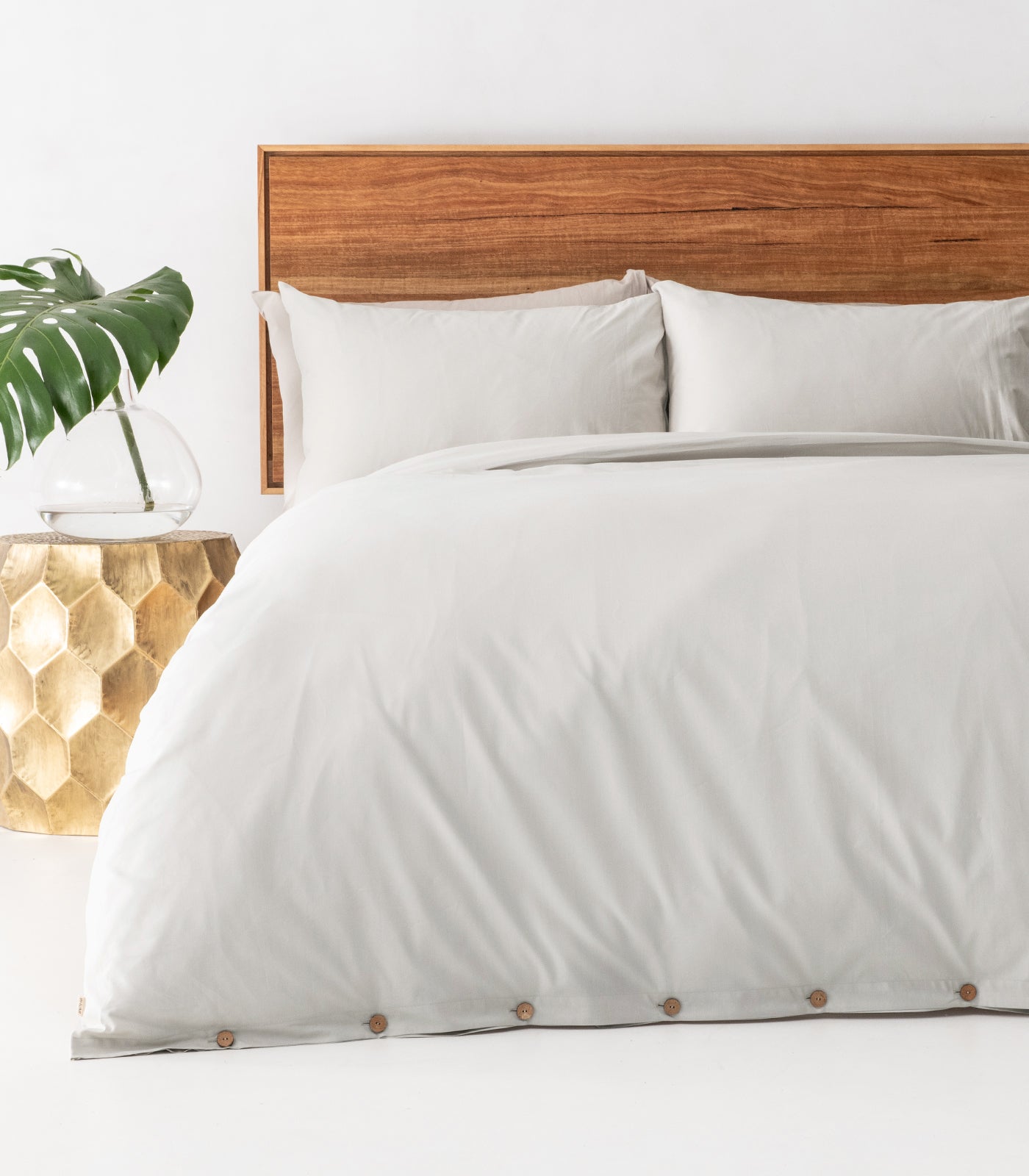 Bhumi Organic Cotton - Percale Plain Quilt Cover - Ice