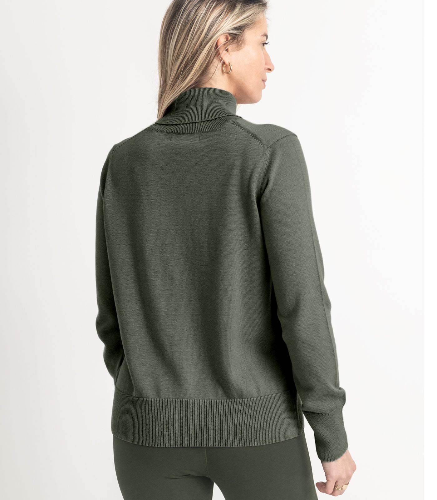 Bhumi Organic Cotton - Fine Knit Turtleneck Jumper - Olive