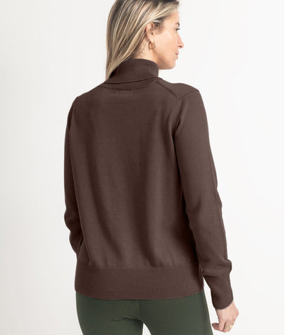 Bhumi Organic Cotton - Fine Knit Turtleneck Jumper - Chocolate
