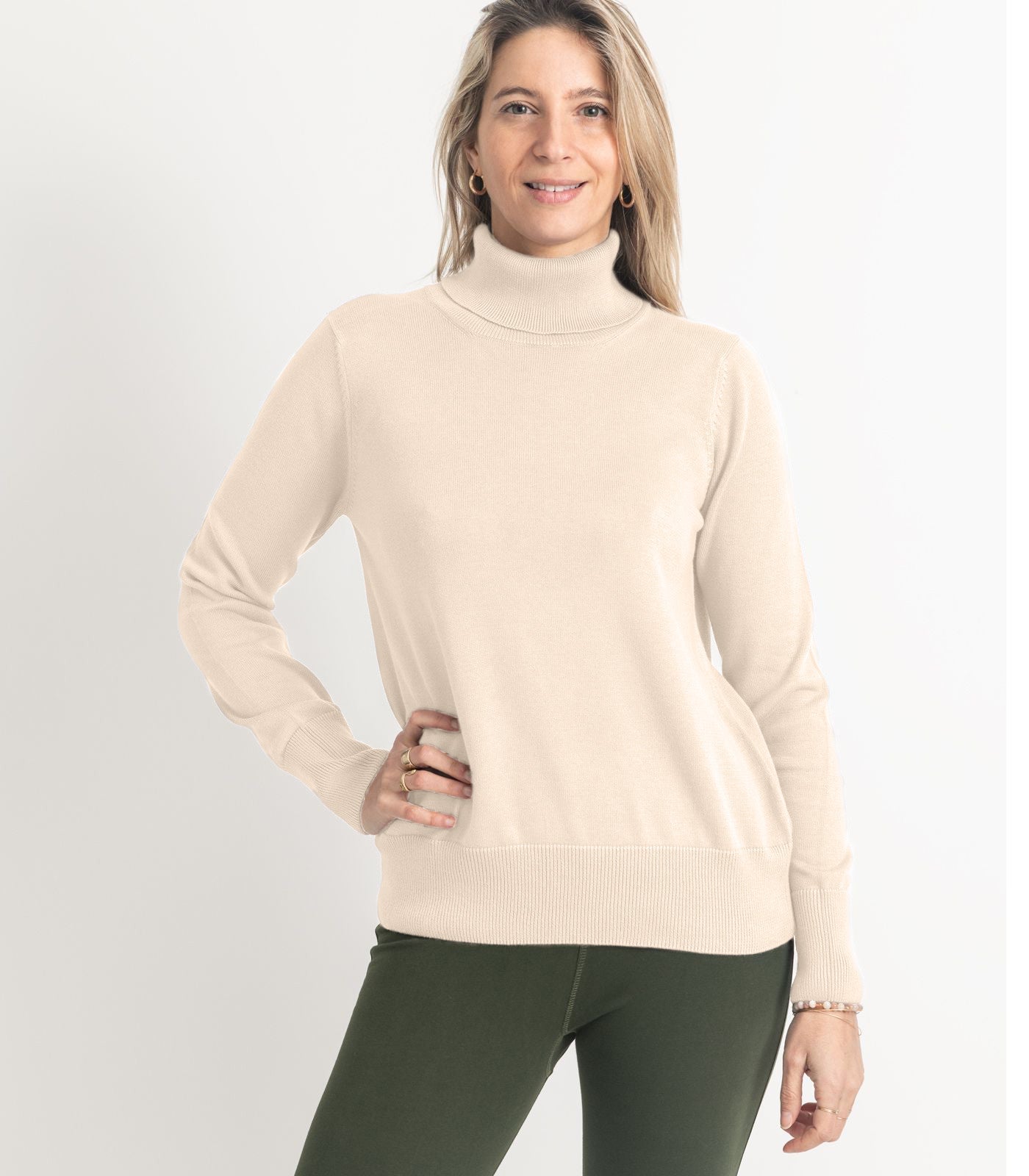 Bhumi Organic Cotton - Fine Knit Turtleneck Jumper (3 pack) - Oatmeal