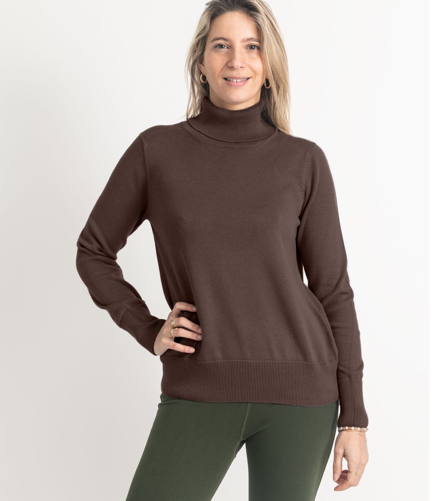 Bhumi Organic Cotton - Fine Knit Turtleneck Jumper (3 pack) - Chocolate