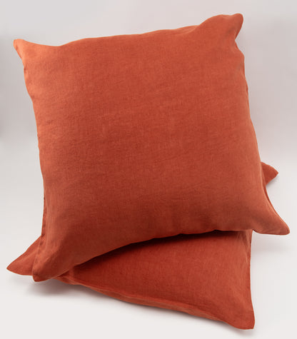 Linen Pillow Cases (pair) - European - Rust